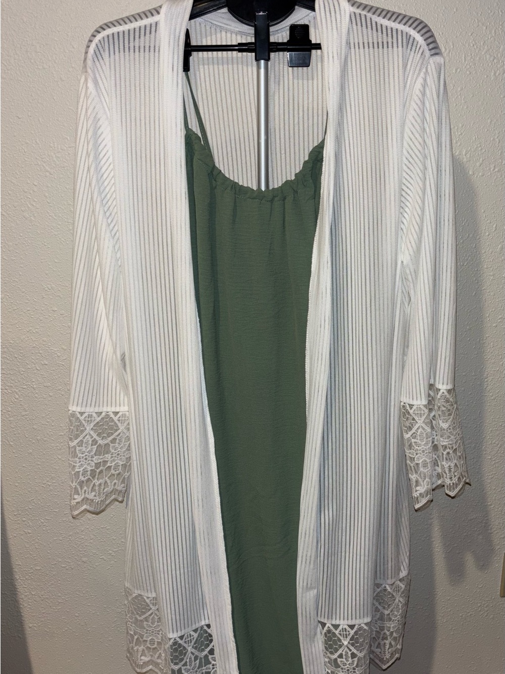 Adore Me White Sheer Lace-Trim Kimono